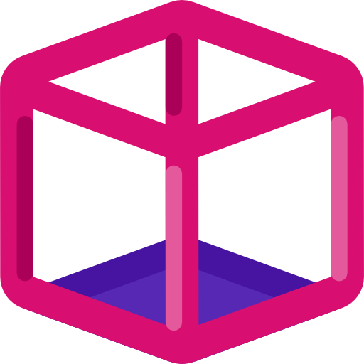 economy blocked logo, a transparent pink and purple cube